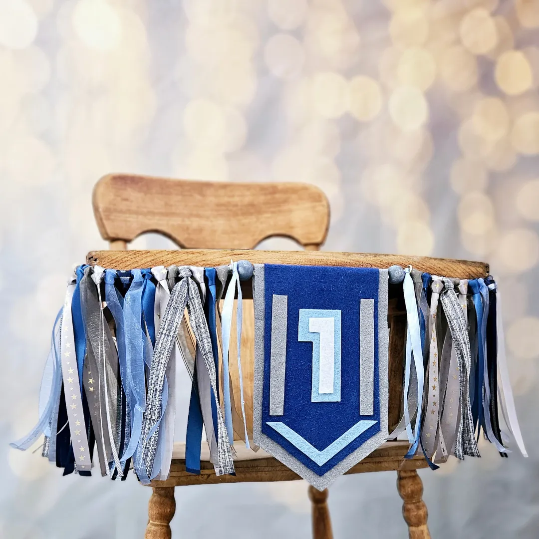 Blue & Gray 1 Highchair Banner