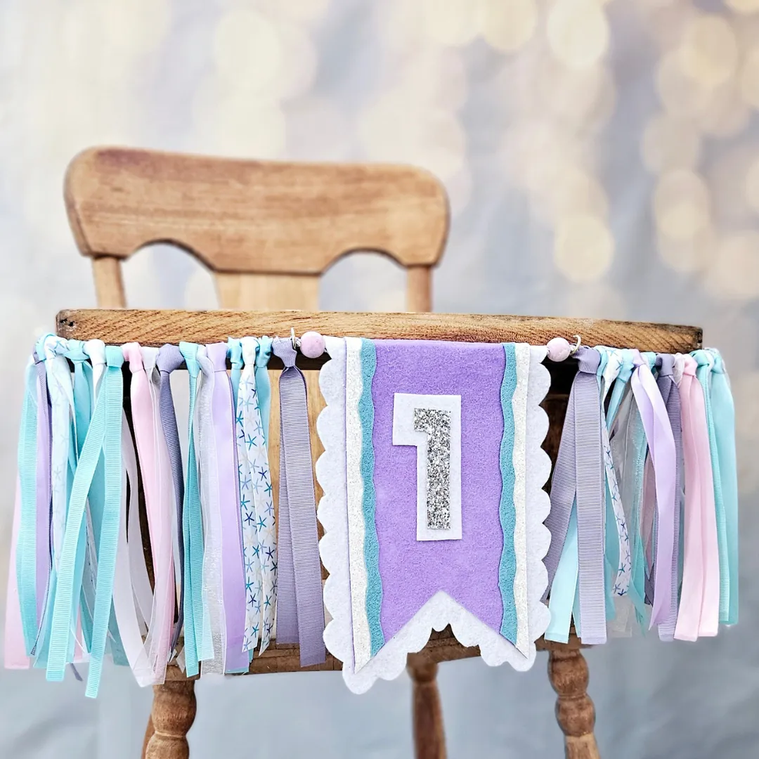 Purple & Teal 1 Highchair Banner