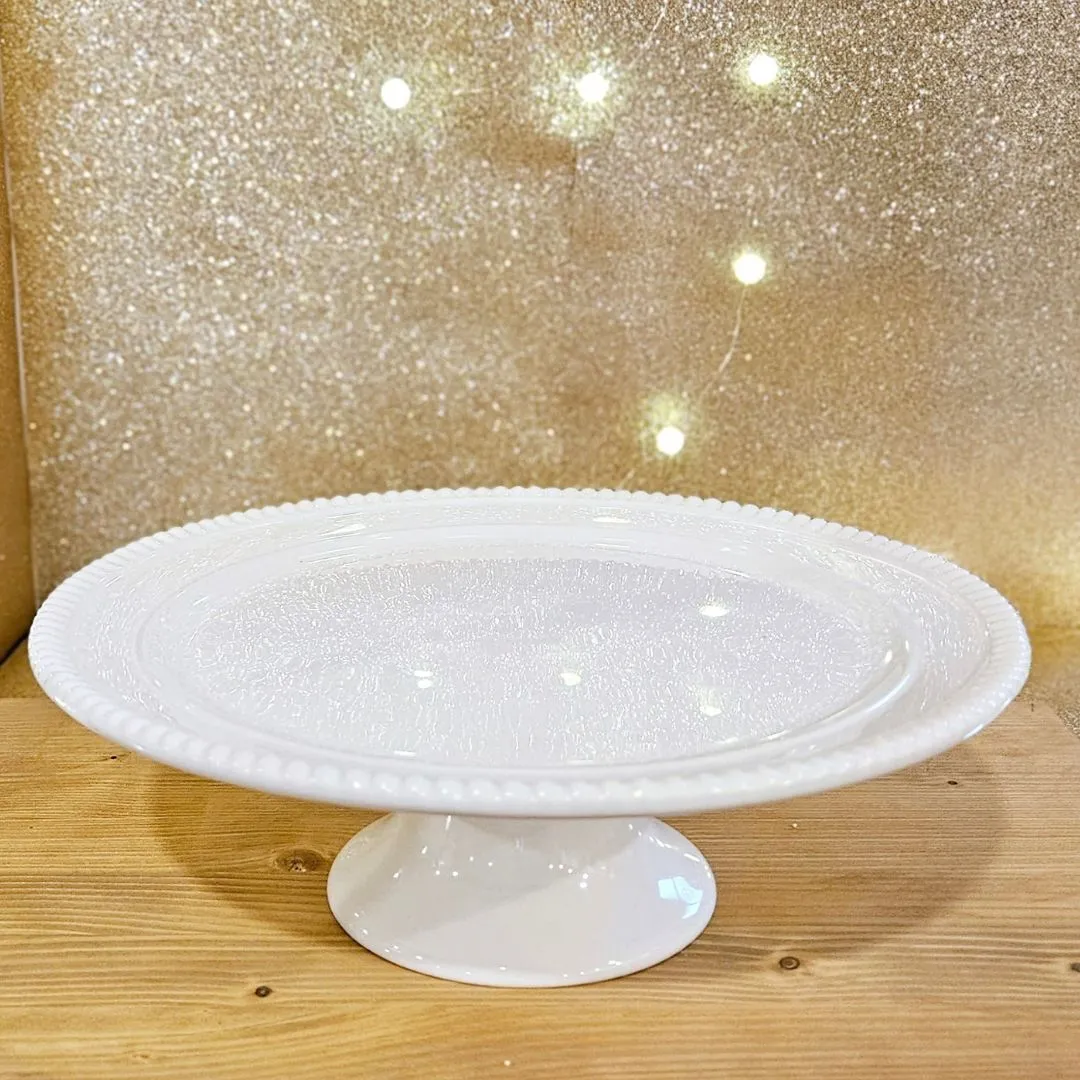 Cake Riser White Beaded Edge