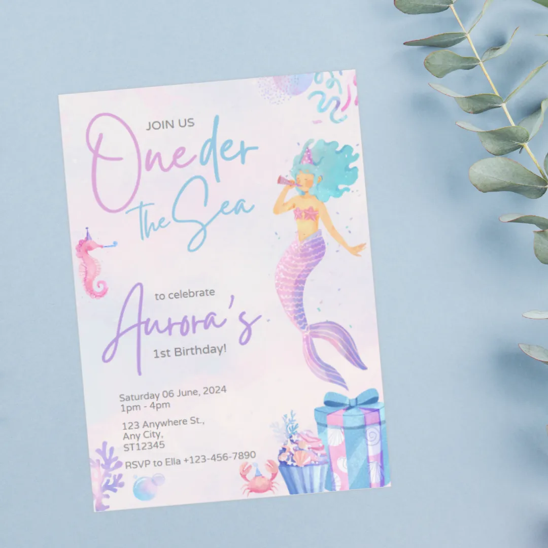 Mermaid Party Invitation - Oneder The Sea