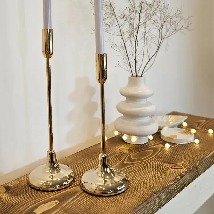 Gold Tiered Taper Candle Holders Set Of 2