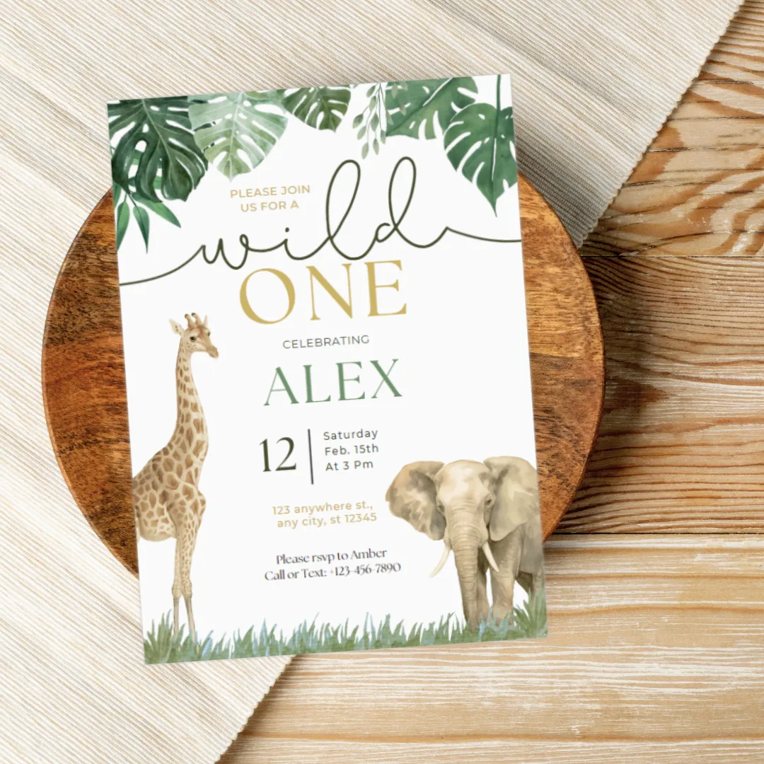 Safari Party Invitation - Wild One Animals