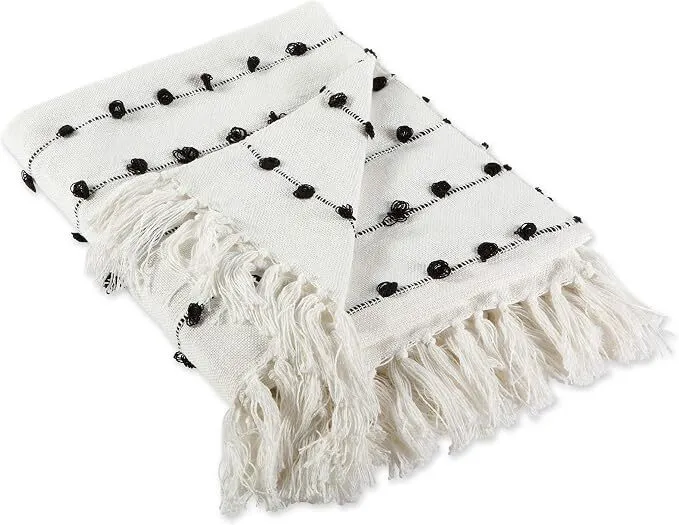 Picnic Blanket Woven White + Gray
