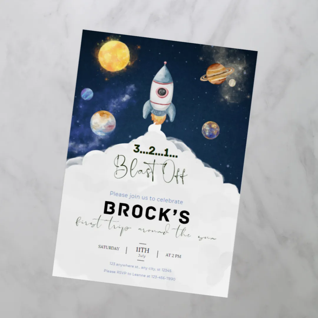 Space Party Invitation - First Trip Around The Sun