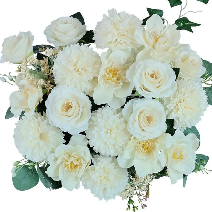 Champagne Silk Artificial Flower Bouquet (20 Count)