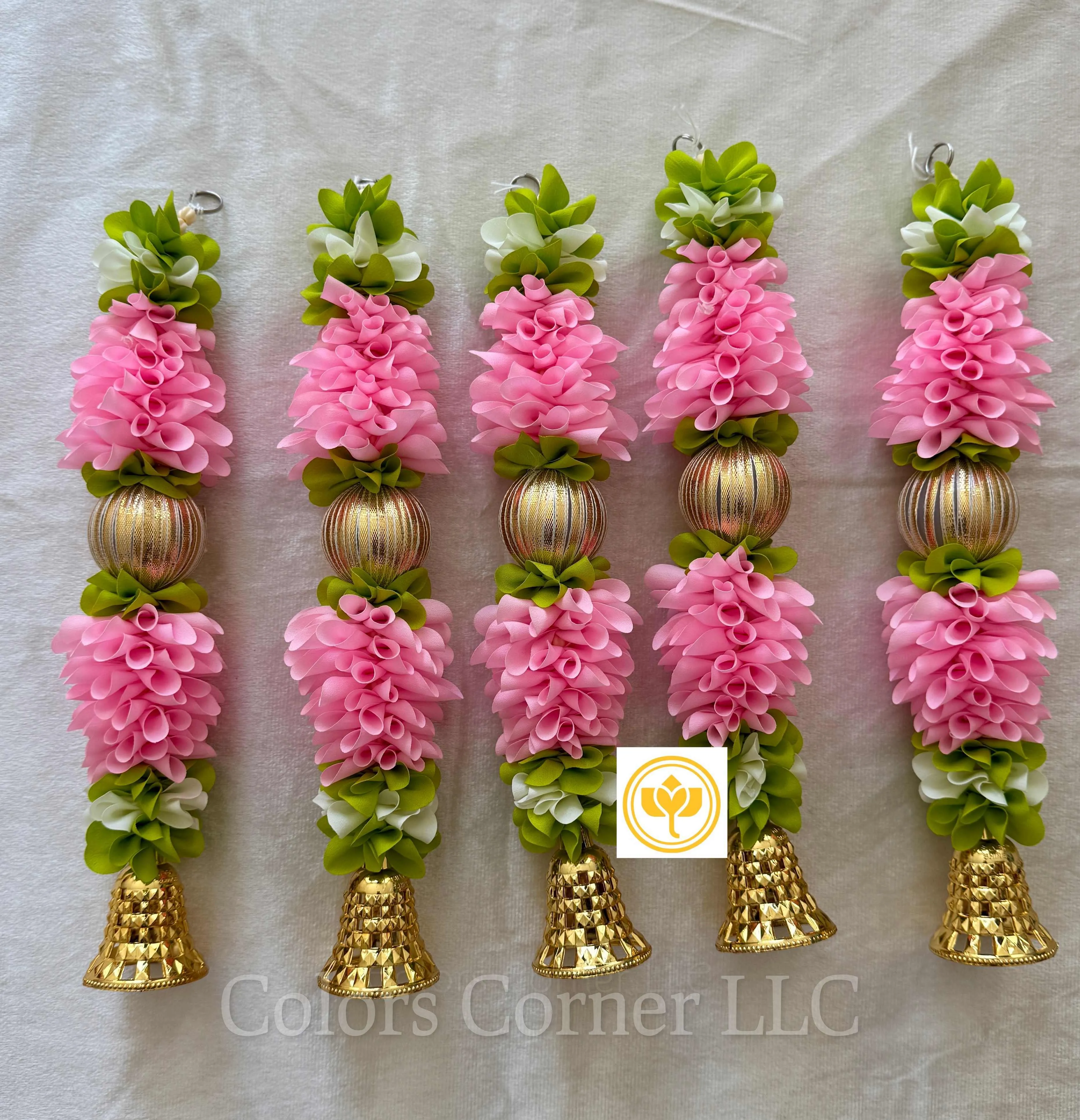 Garlands Hanging - G10 (Pink with Gold Bell) - 1 Feet