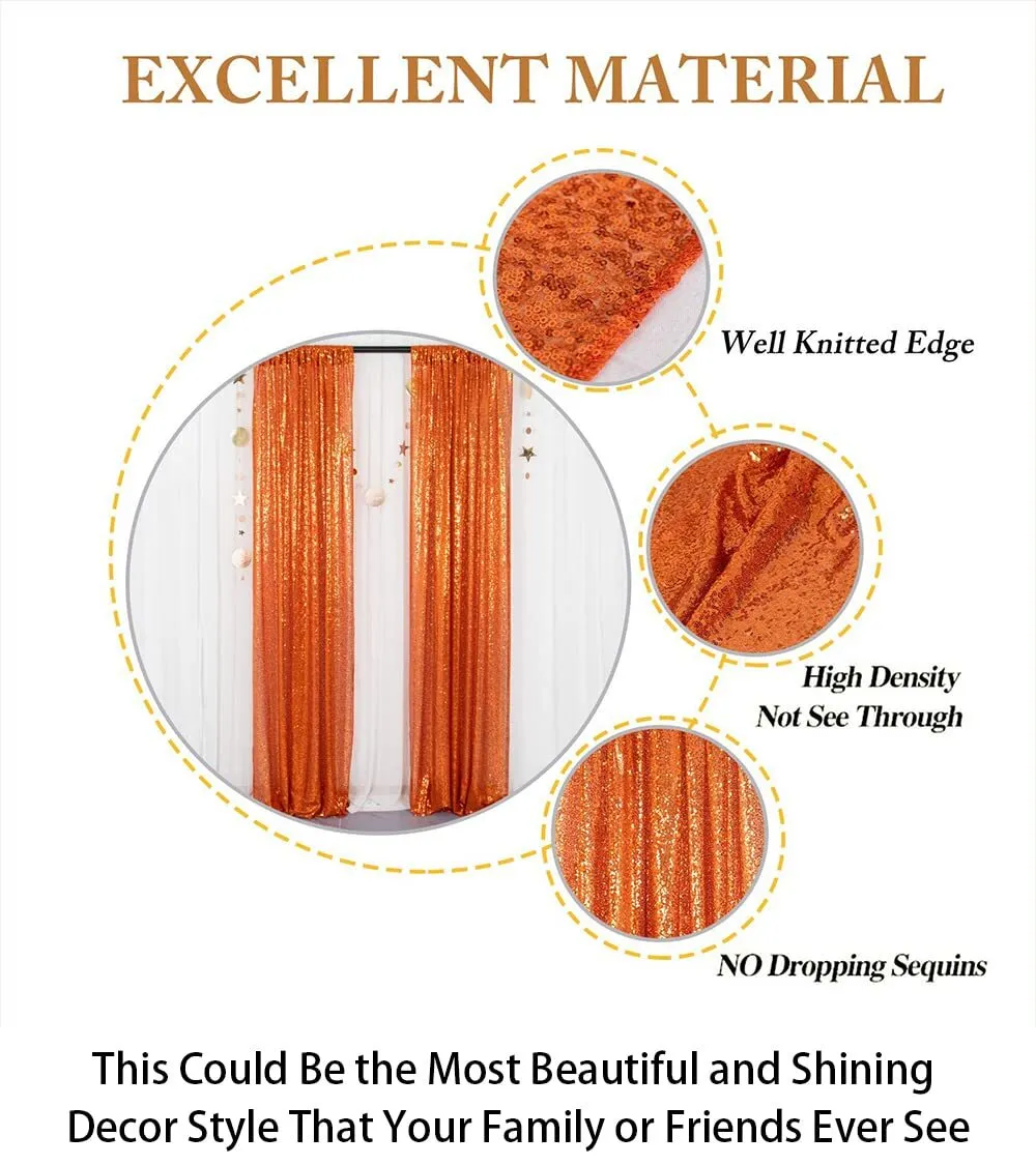 ShinyBeauty Sequin Curtain Orange