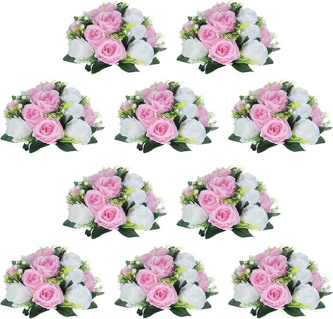 Pink White Fake Flower Ball Arrangement