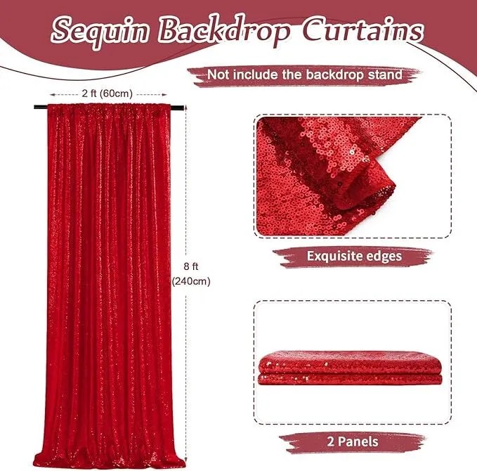 Red Sequin Backdrop Sparkly Glitter Fabric Backdrop