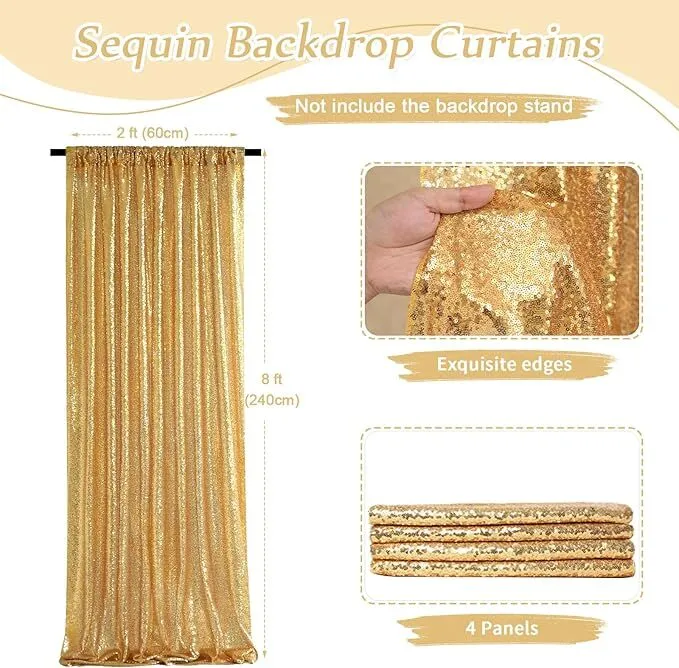 Gold Sequin Backdrop Curtain (Cloth)