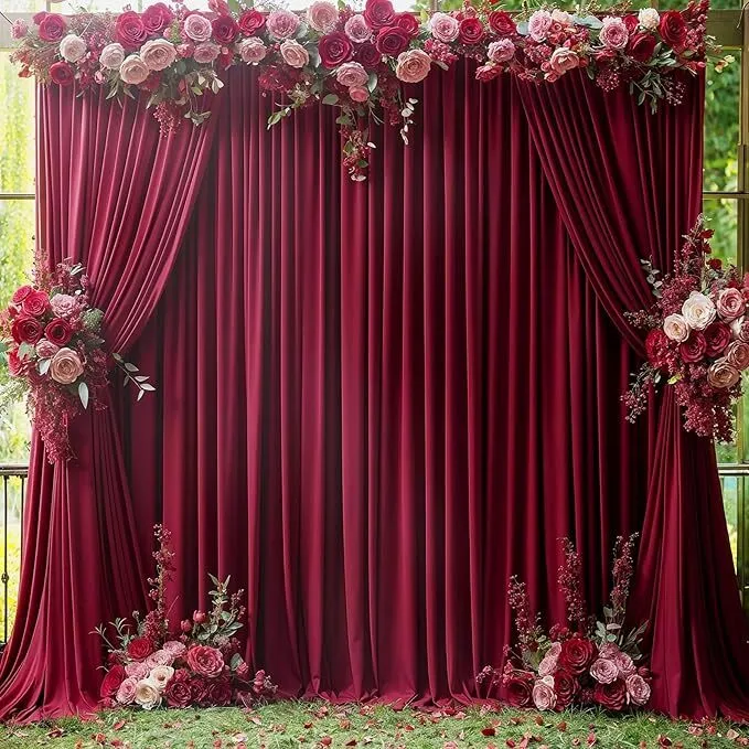 Burgundy Backdrop Curtain (10 x 5 Feet)