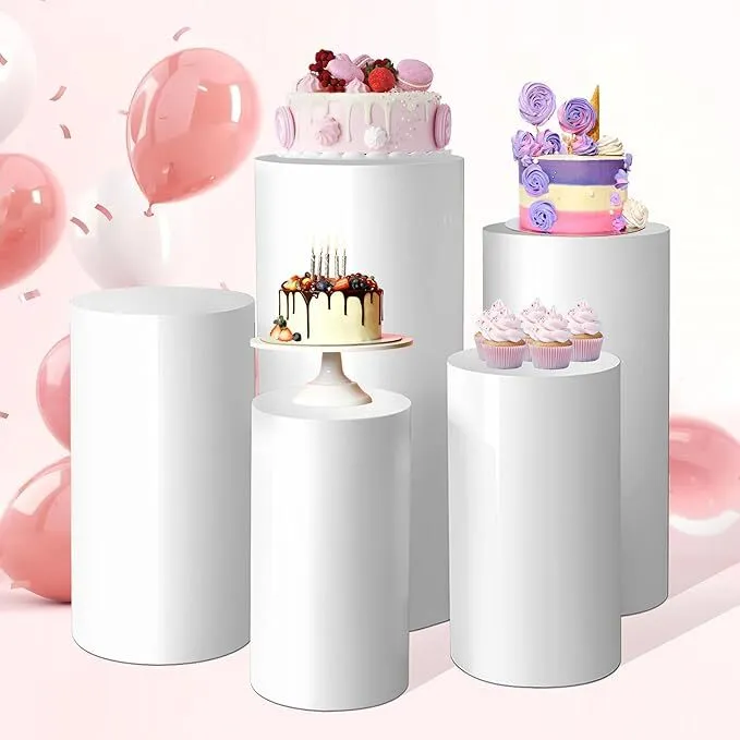 Cylinder Pedestals Display Cake Stand (Set of 5)