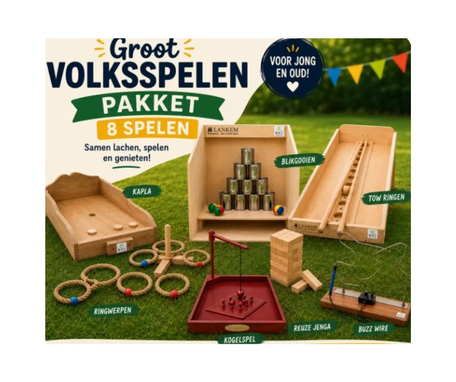 Volksspelen pakket mix van verschillende spelen 8 stuks