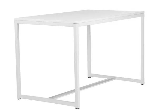 Dinertafel  1m20 l x 70 cm br x 76 cm h met onderstel in witte textuurlak en wit topblad (indoor gebruiken)