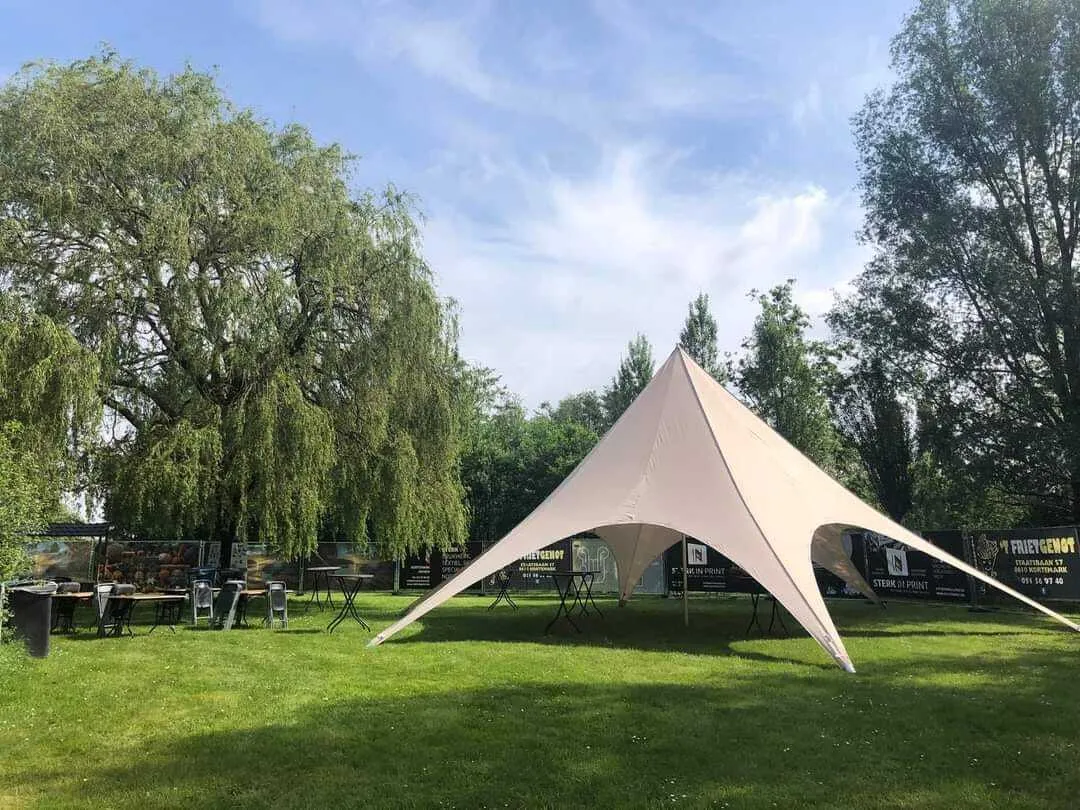 Stertent beige 14 meter zonder zijwanden