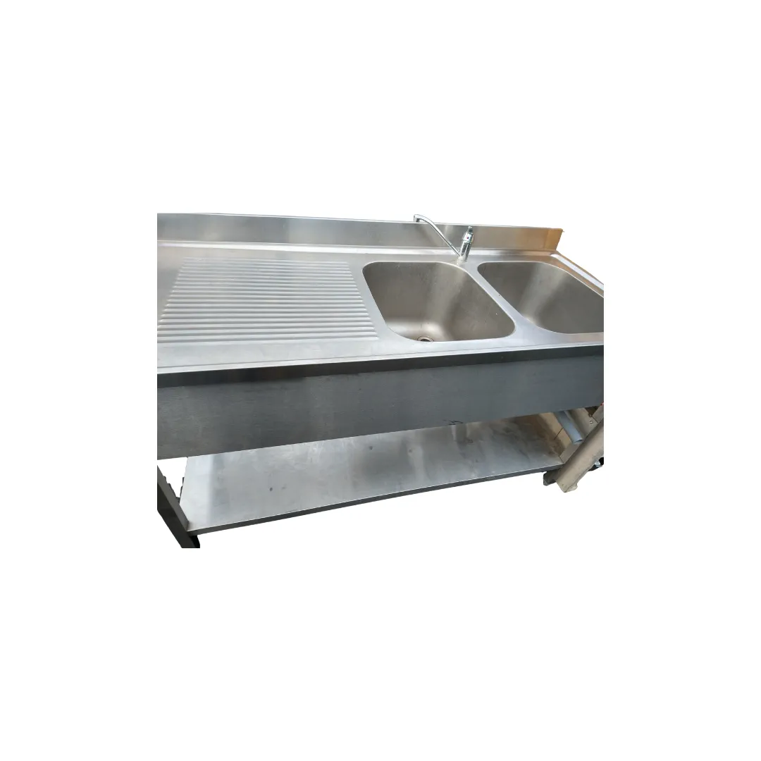 Dubbele spoeltafel ( H 1m x L 1m40 x Br 70cm)