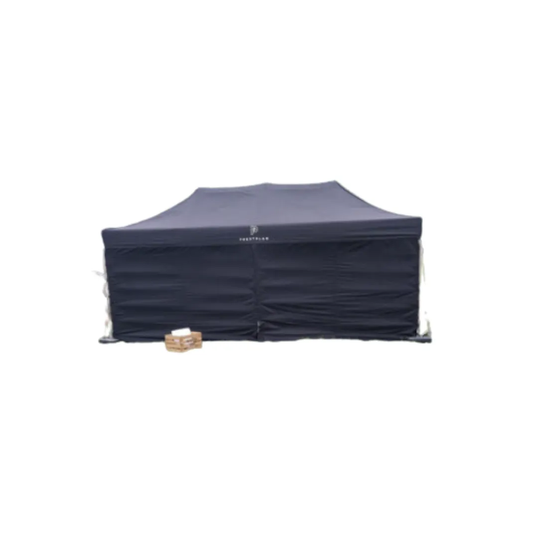Vouwtent zwart met zijwanden 3m x 6m