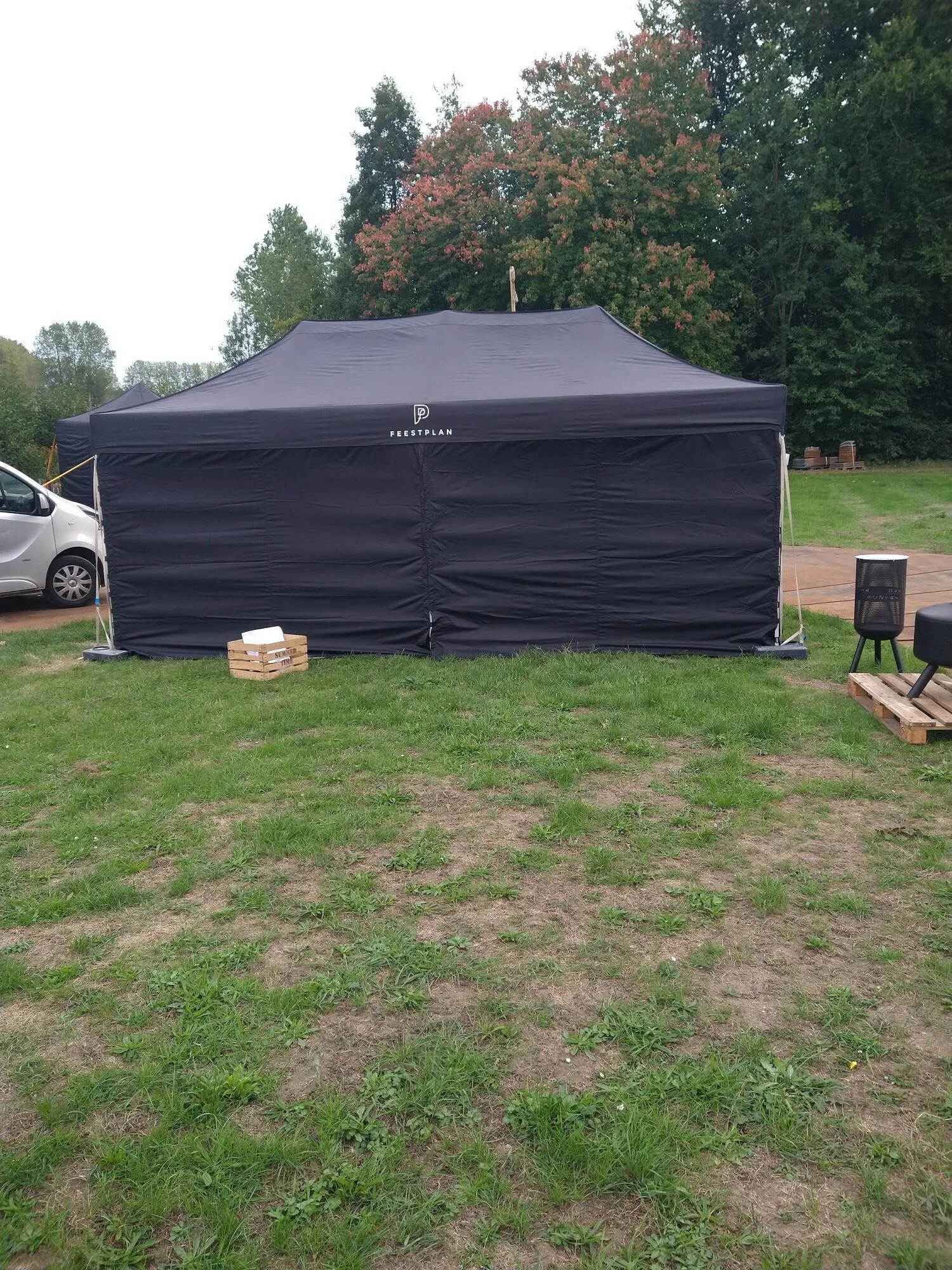 Vouwtent zwart met zijwanden 3m x 6m
