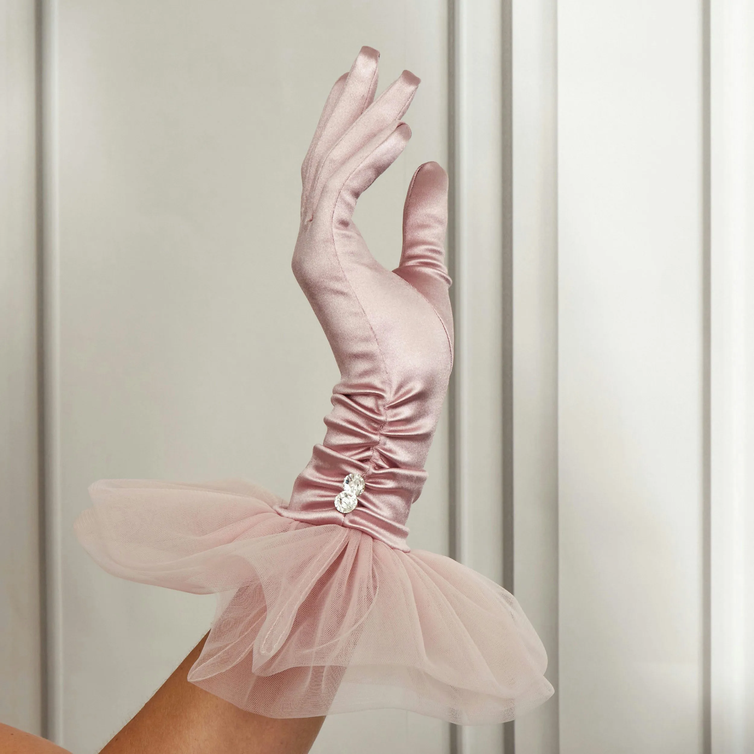 Melody | Satin Glove with Ballerina Tulle Cuff