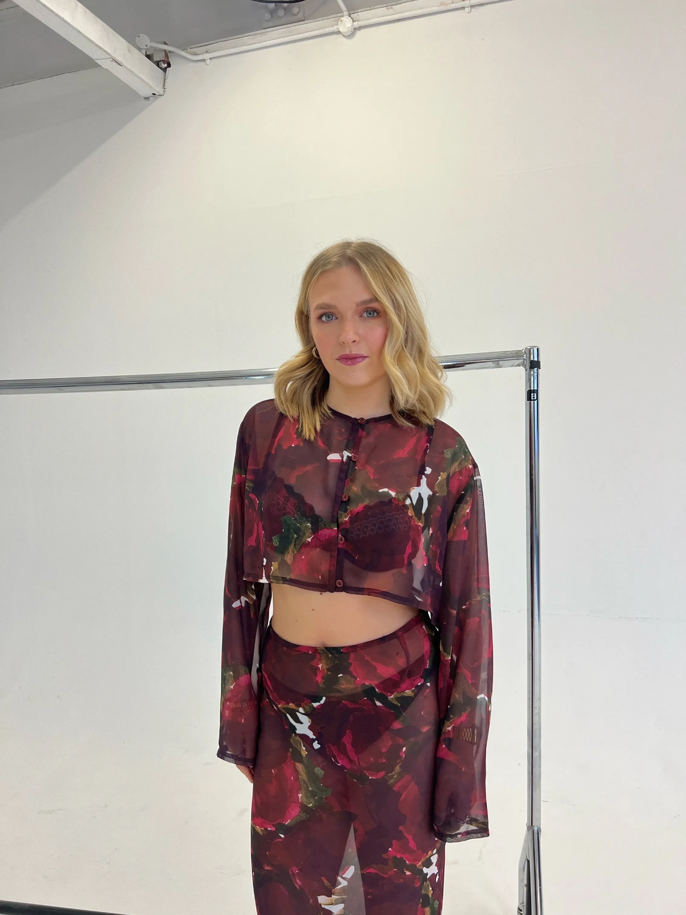 Hyphen Store Burgundy Floral Maxi Skirt Co-ord