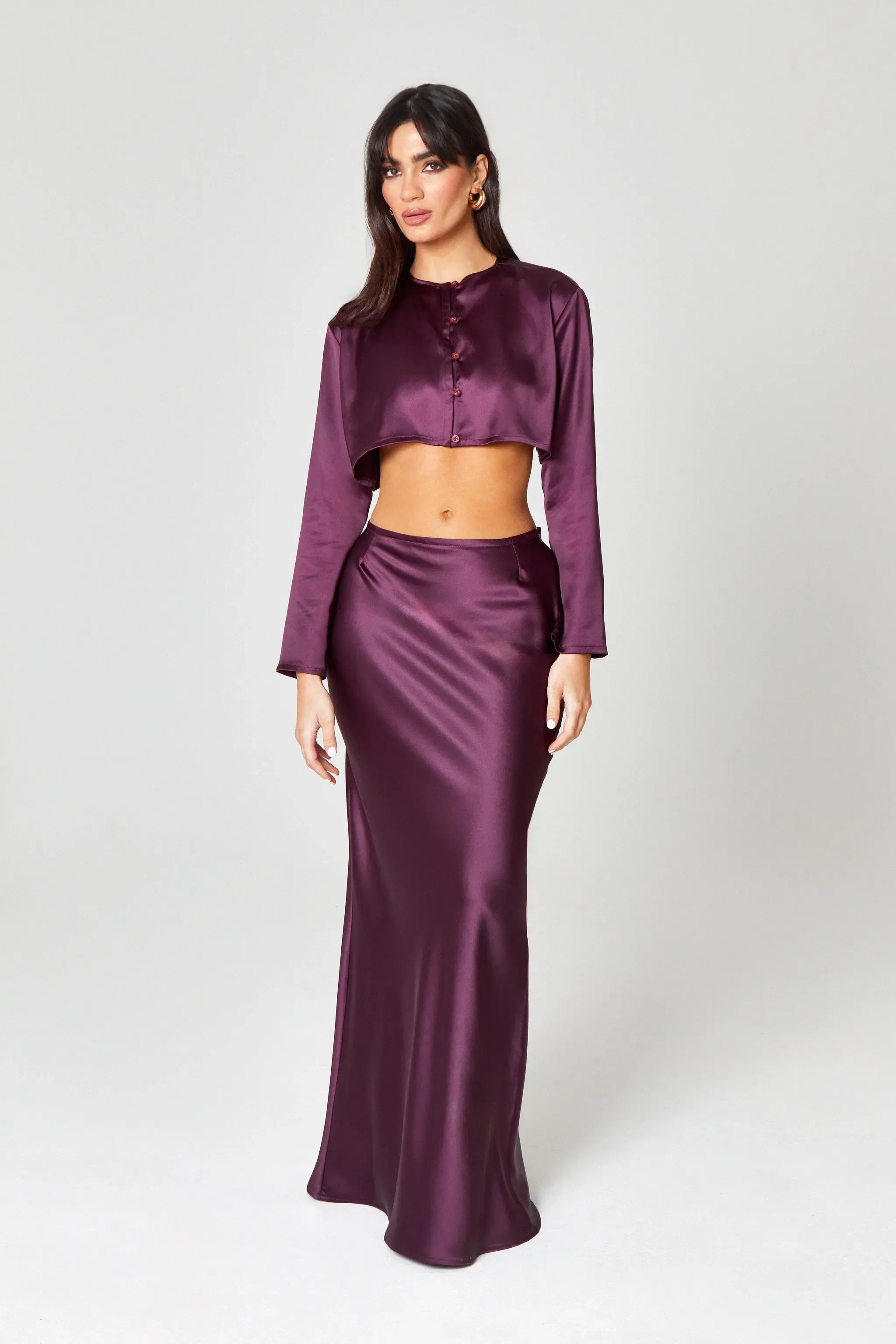 Hyphen Store Oxblood Satin Co-ord