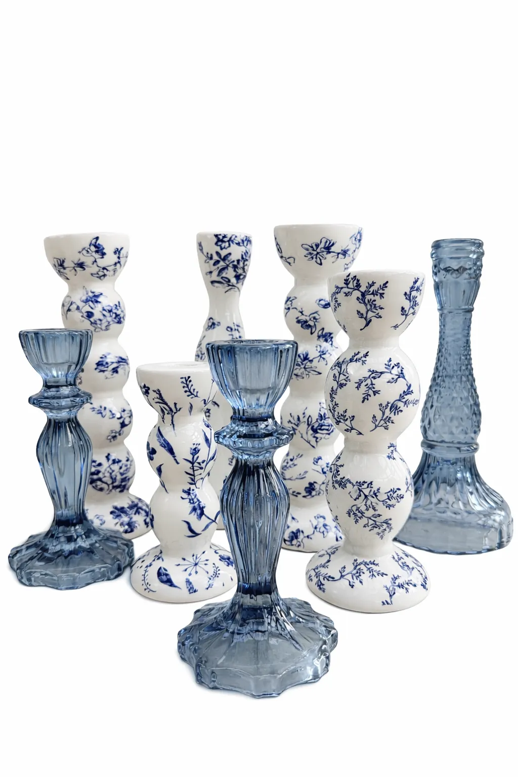 Blue Heritage Candlestick Holders