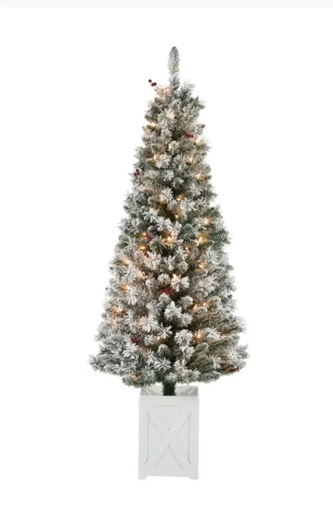 Flocked Christmas Tree Set of 2
