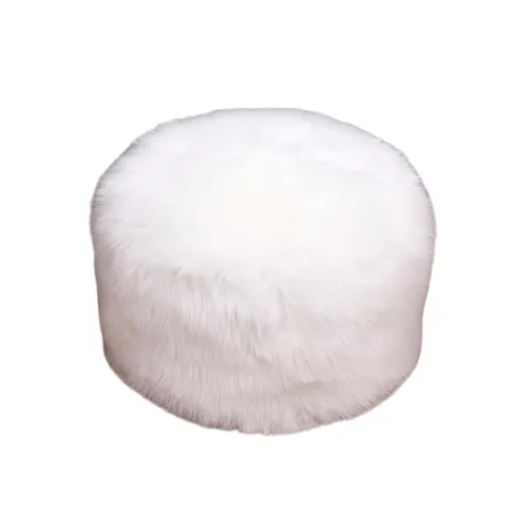 White Fur Pouf