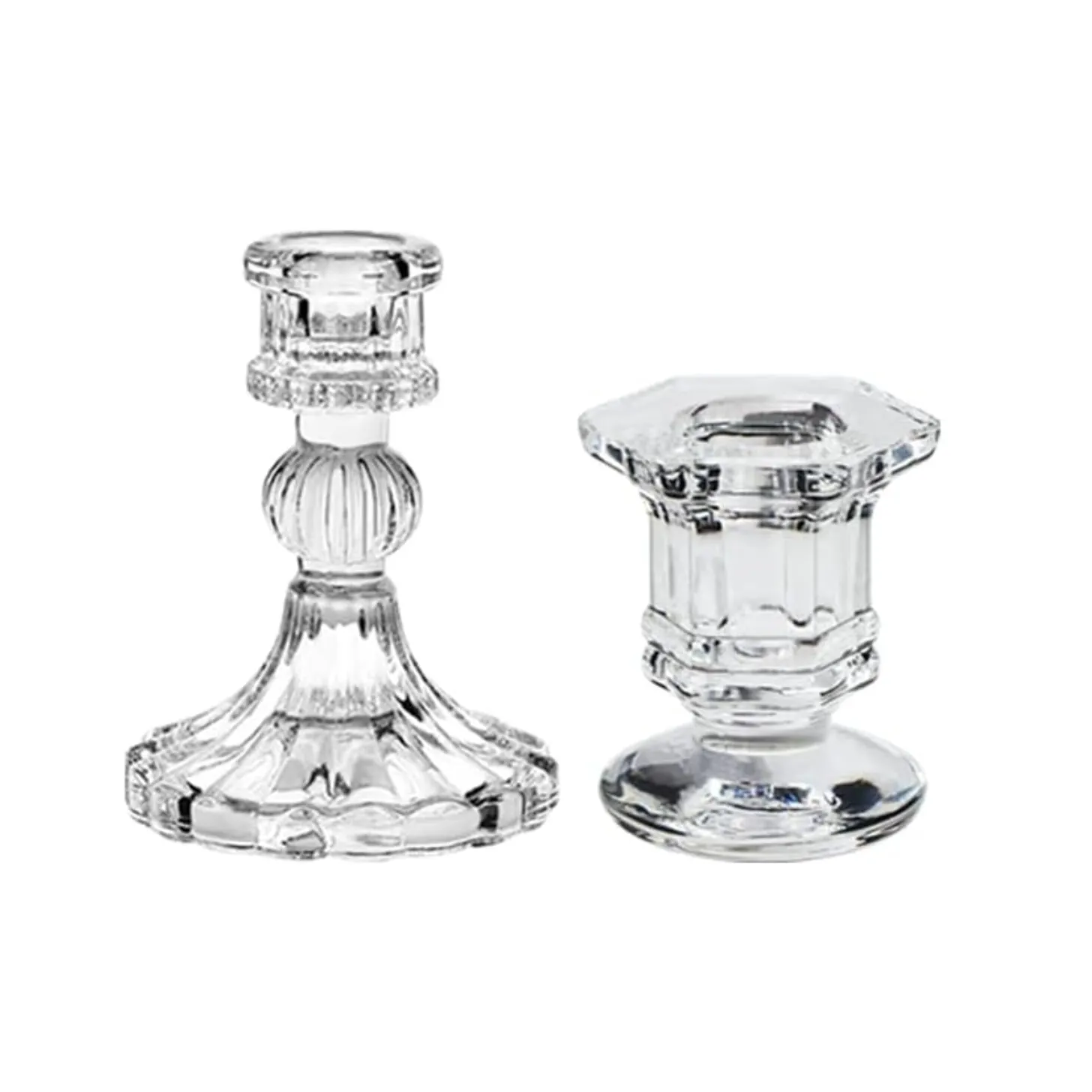 Glass Candlestick Holder Set