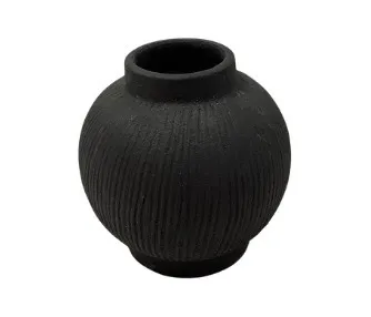 Black Round Textured Vase