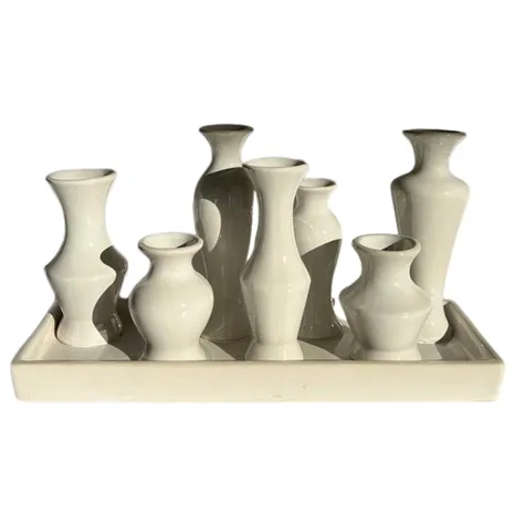 White Single Stem Vase Set