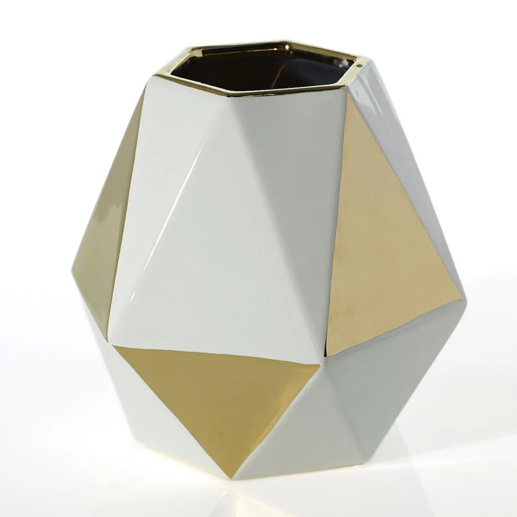 White/Gold Hex Vases