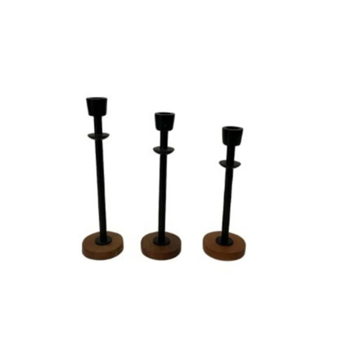 Wood Taper Candle Set