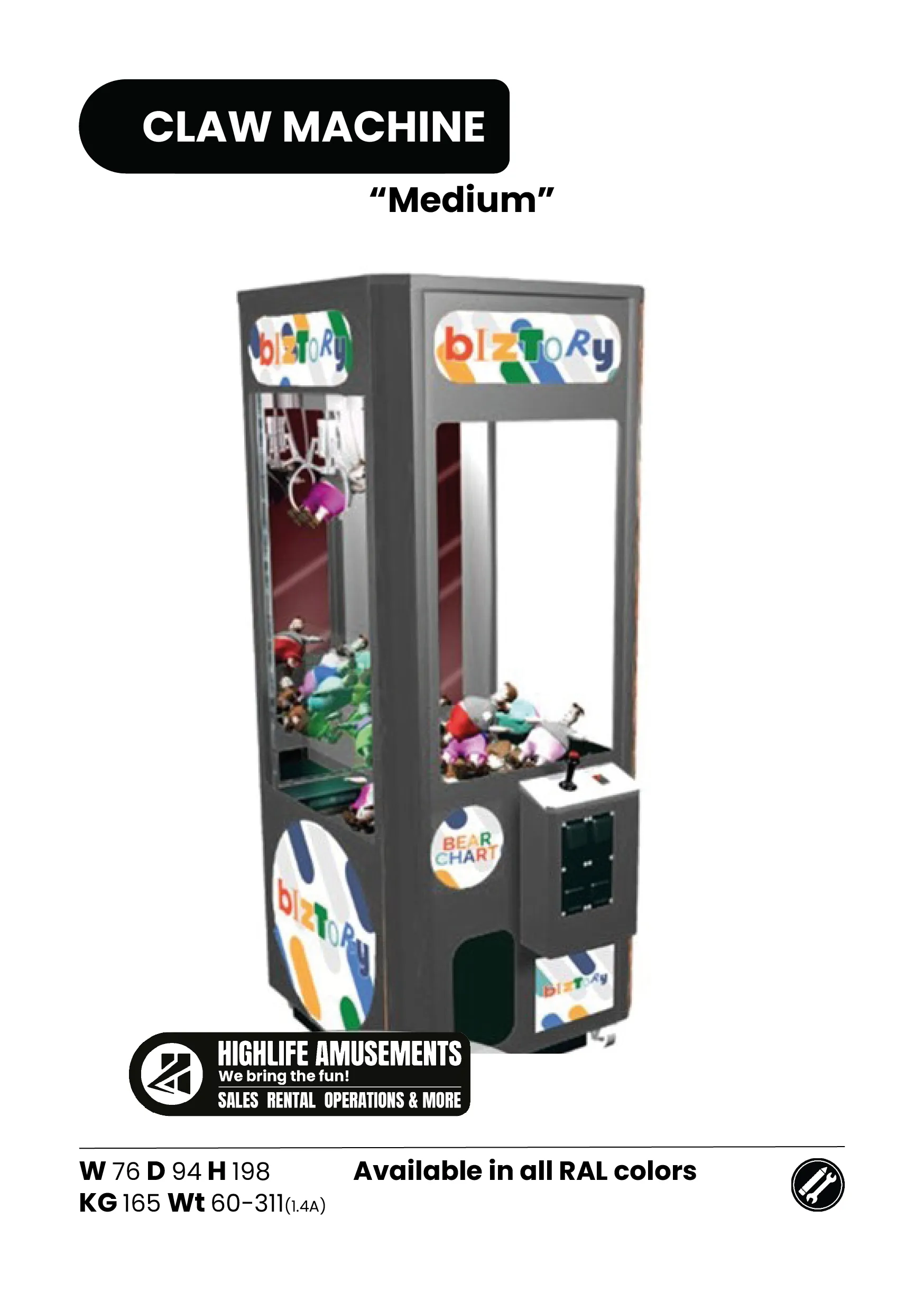 Grijpmachine Medium Huren (incl. Branding)