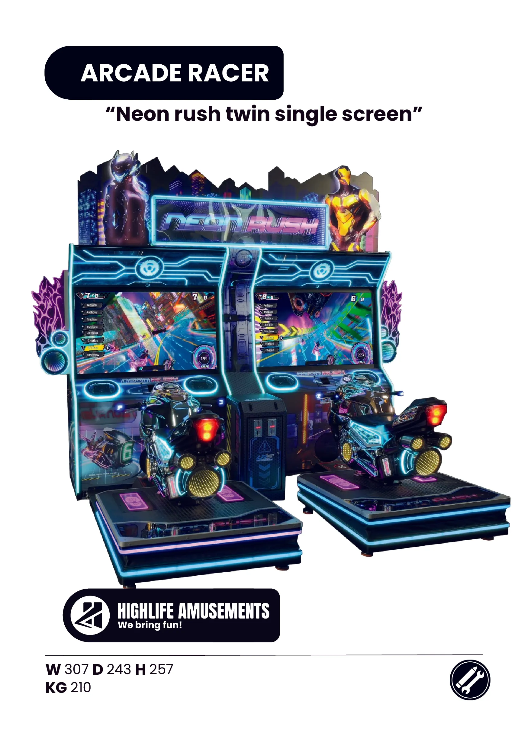Neon rush twin single screen