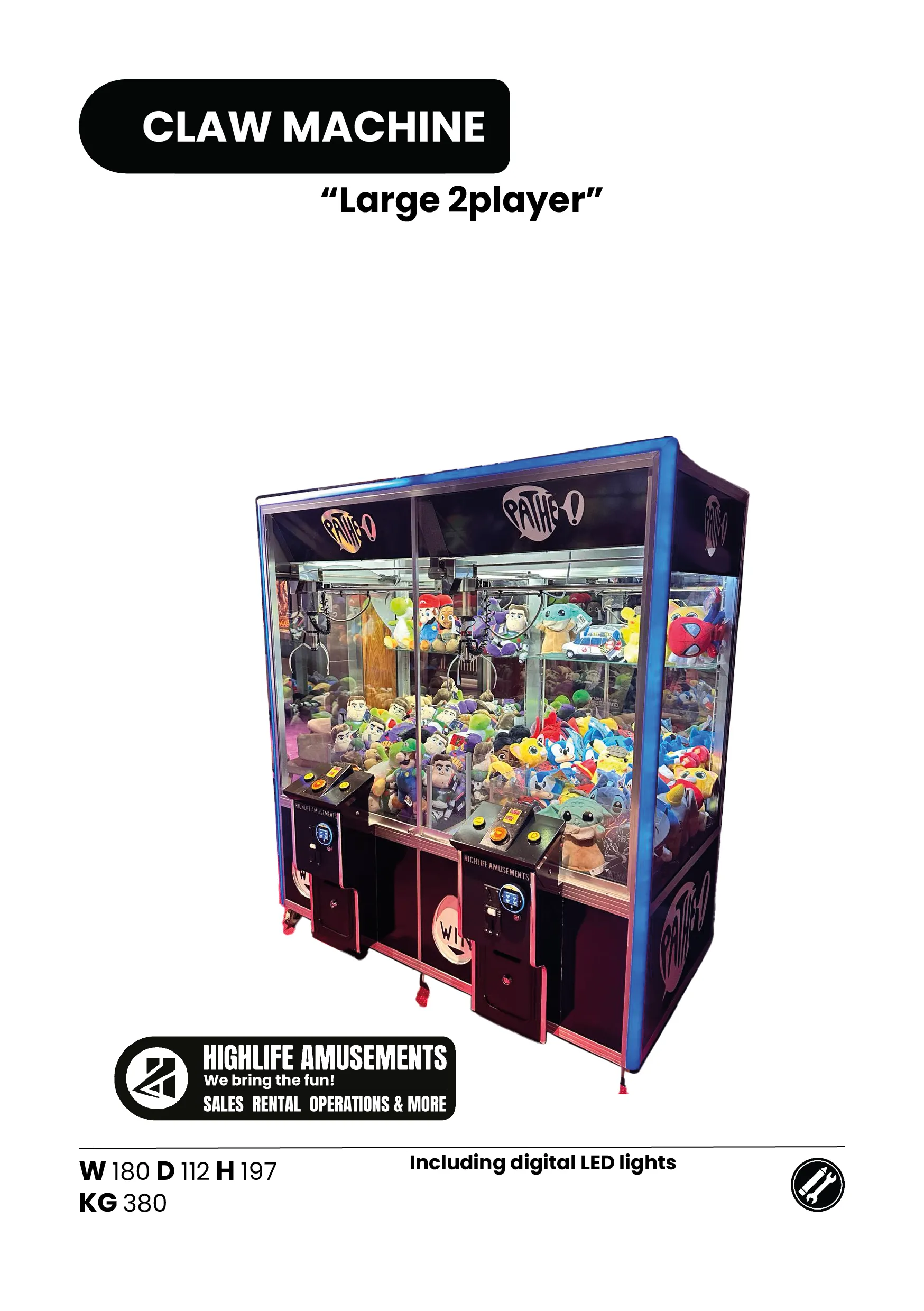 Large 2 speler clawmachine