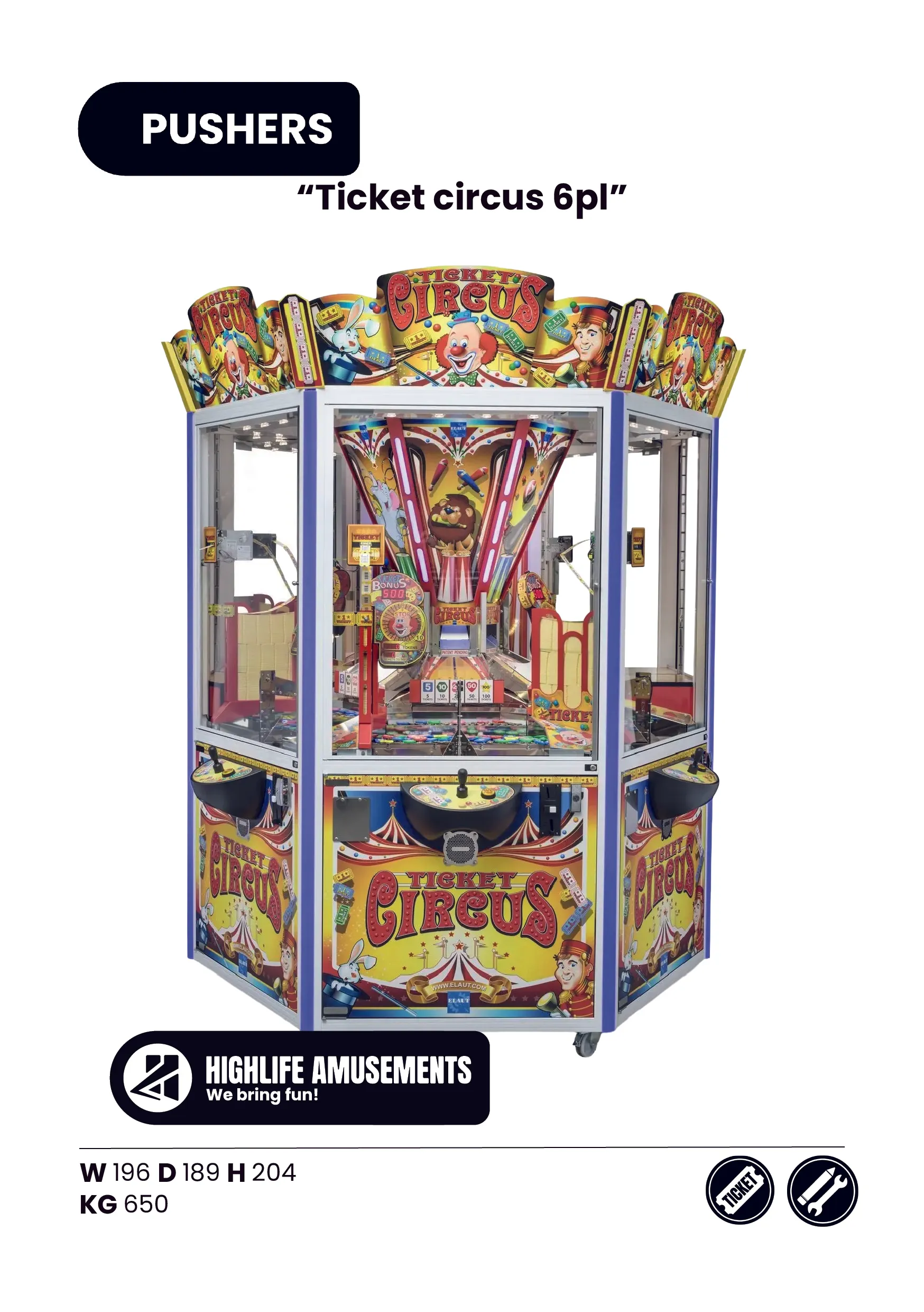 Pusher Ticket Circus 6 Player