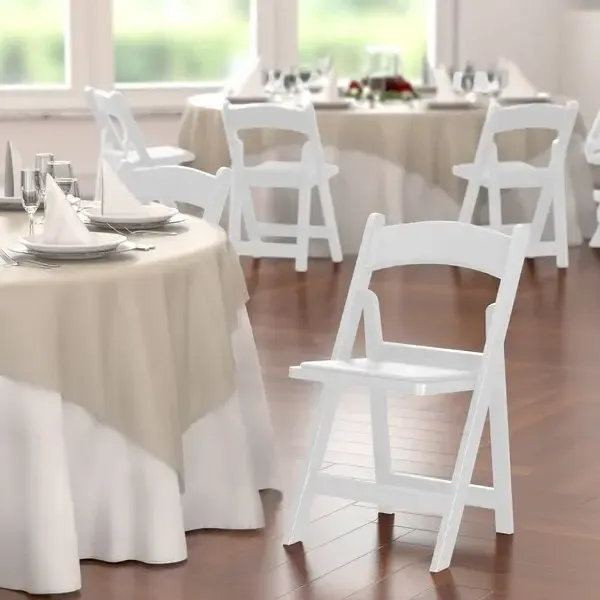 White Padded Resin Folding Chair