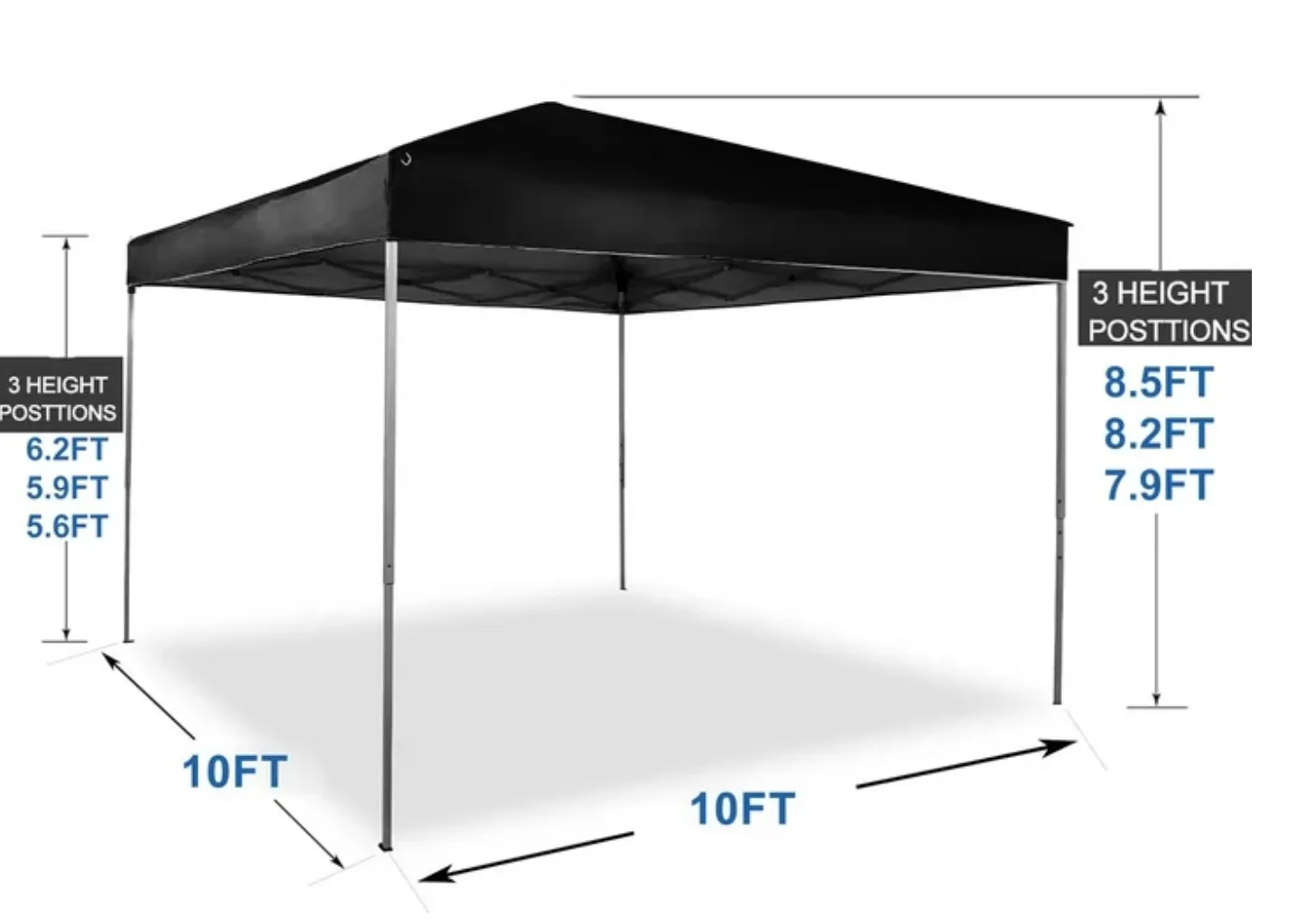 10x10 Pop-Up Tent – Black or White | Sleek Shade for Any Event