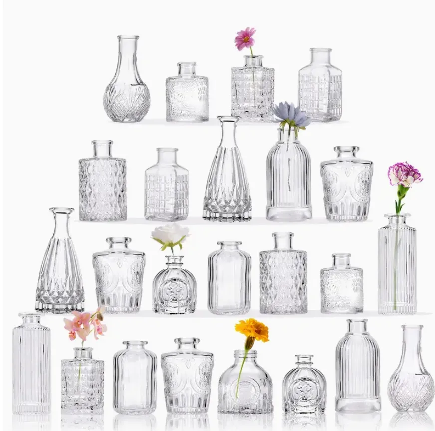 Clear Glass Bud Vases – Assorted Styles