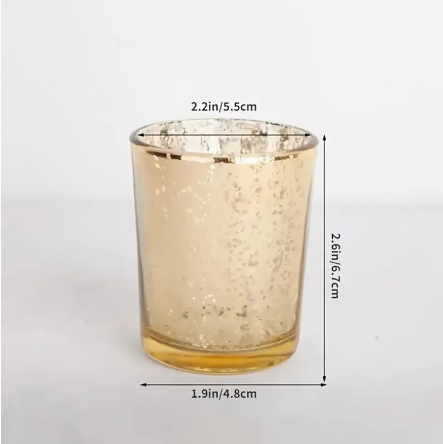 Gold Mercury Glass Tea Light Candle Holders – Set of 6