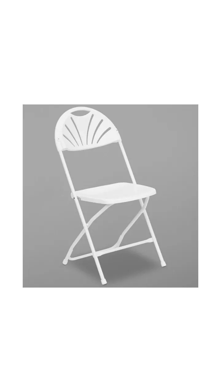 Fanback White Folding Chair 