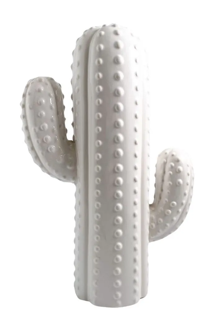 Ceramic White Cactus Decor