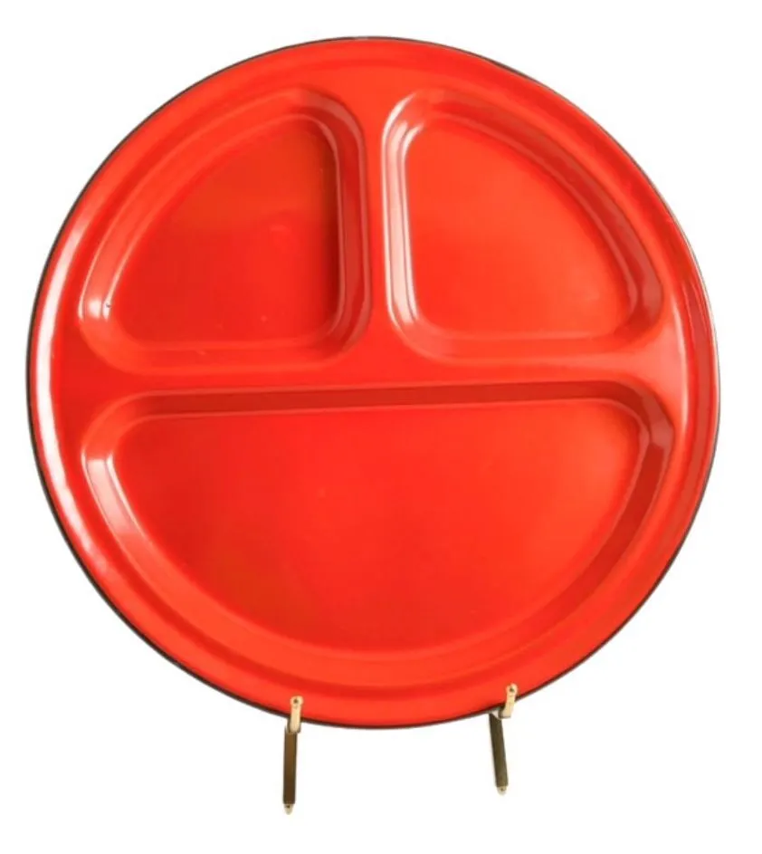 Red Divided Vintage Camping Plate