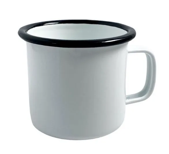 White/Black Enamelware Mug/Camping