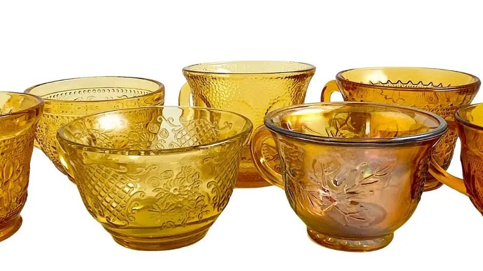 Vintage Amber Glass Tea and Punch Cups/Various