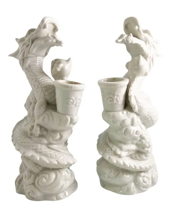 Japanese Dragon Candle Holder Set
