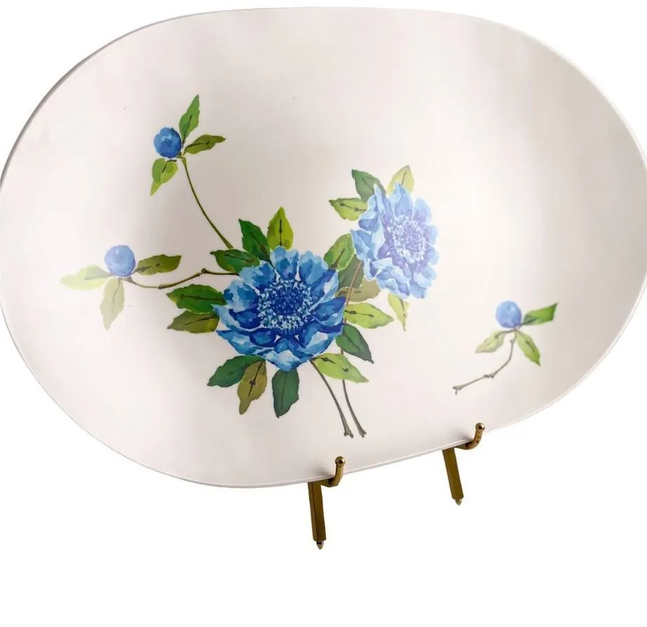 Vintage Blue Floral Melamine Platter