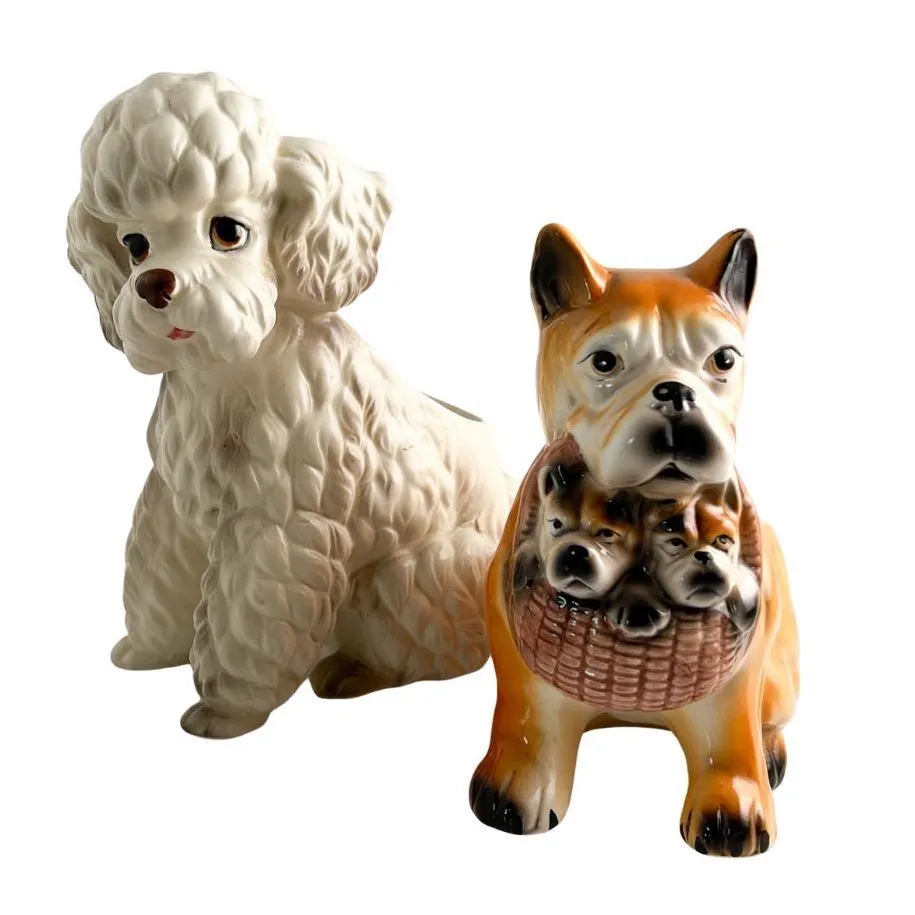 Ceramic Vintage/Modern Dog Planters for Utensil Holders