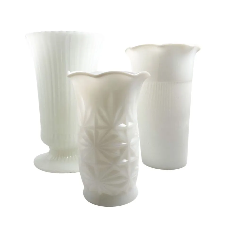 Milk Glass Large Vases Various